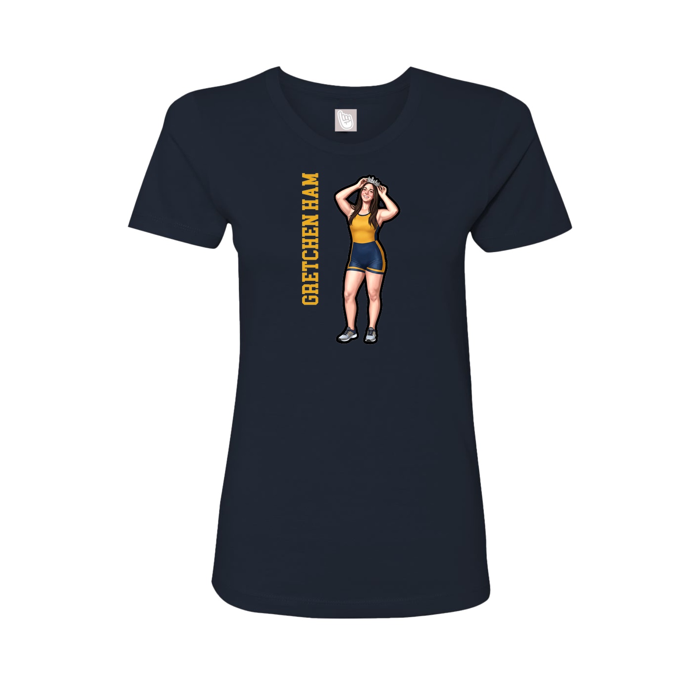 Womens Tee — Name Vertical in Navy