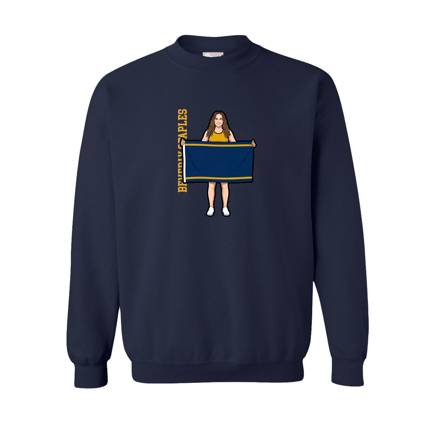 Fleece Crew — Name Vertical in Navy