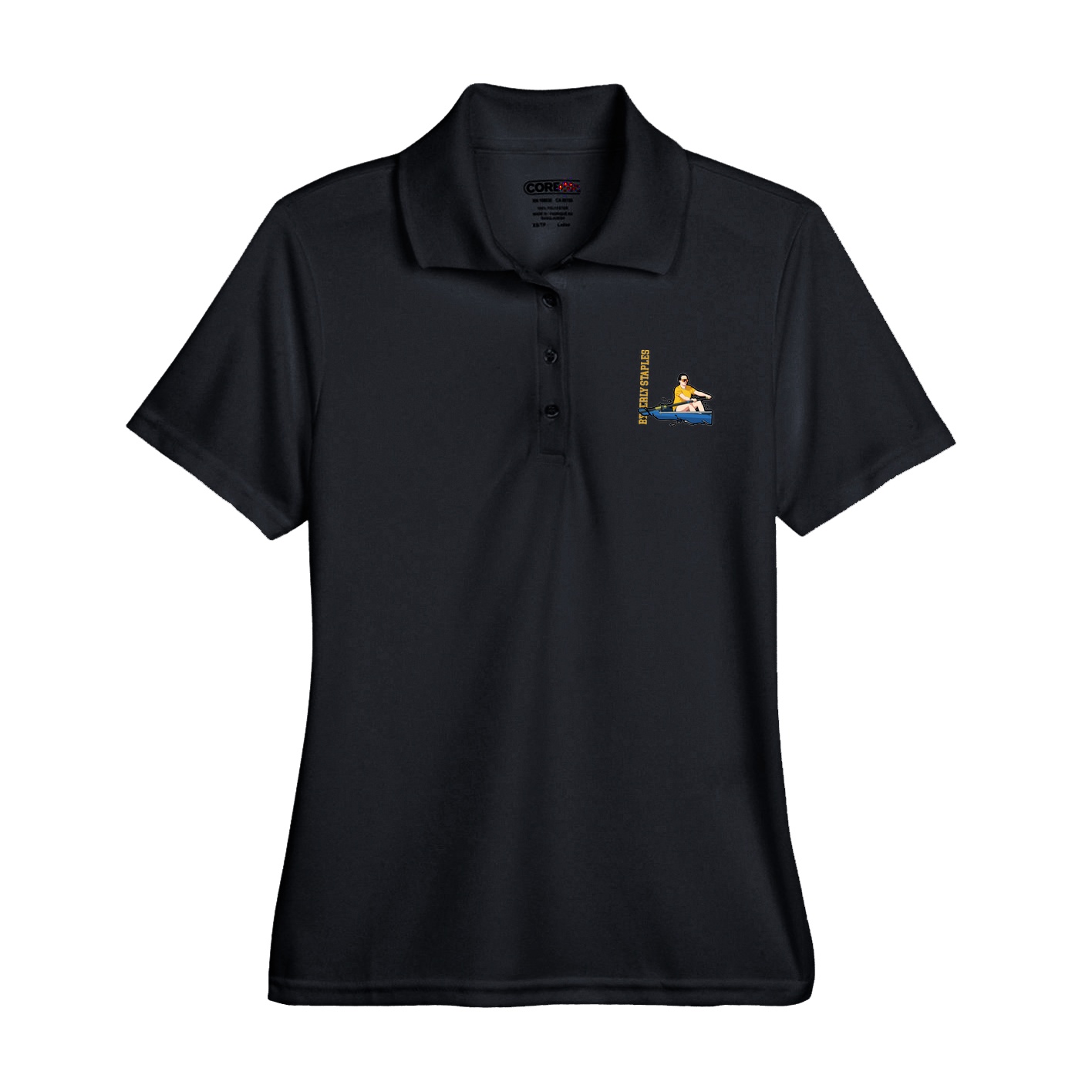 Womens Performance Polo — Name Vertical in Black