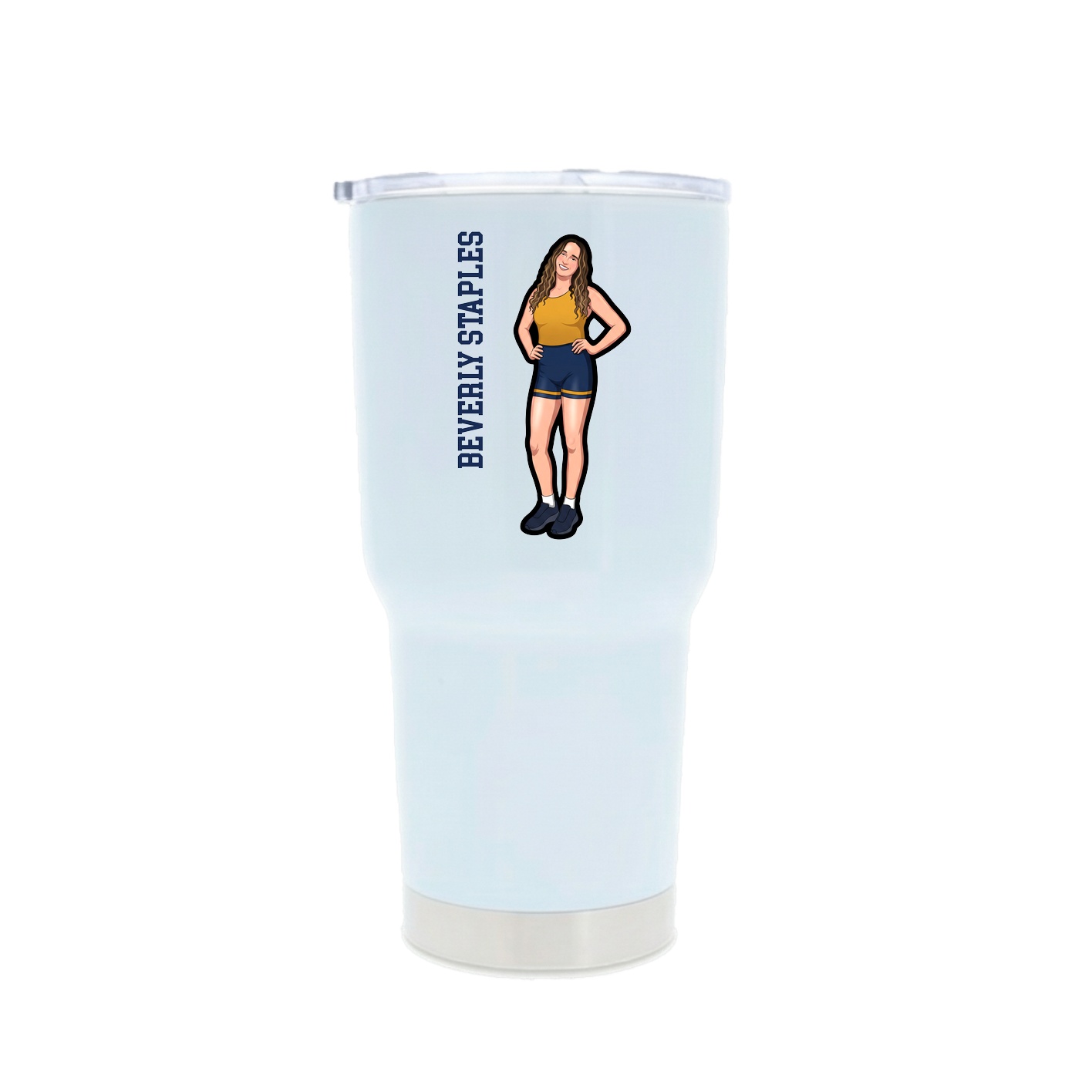 30oz Stainless Steel Tumbler — Name Vertical in White