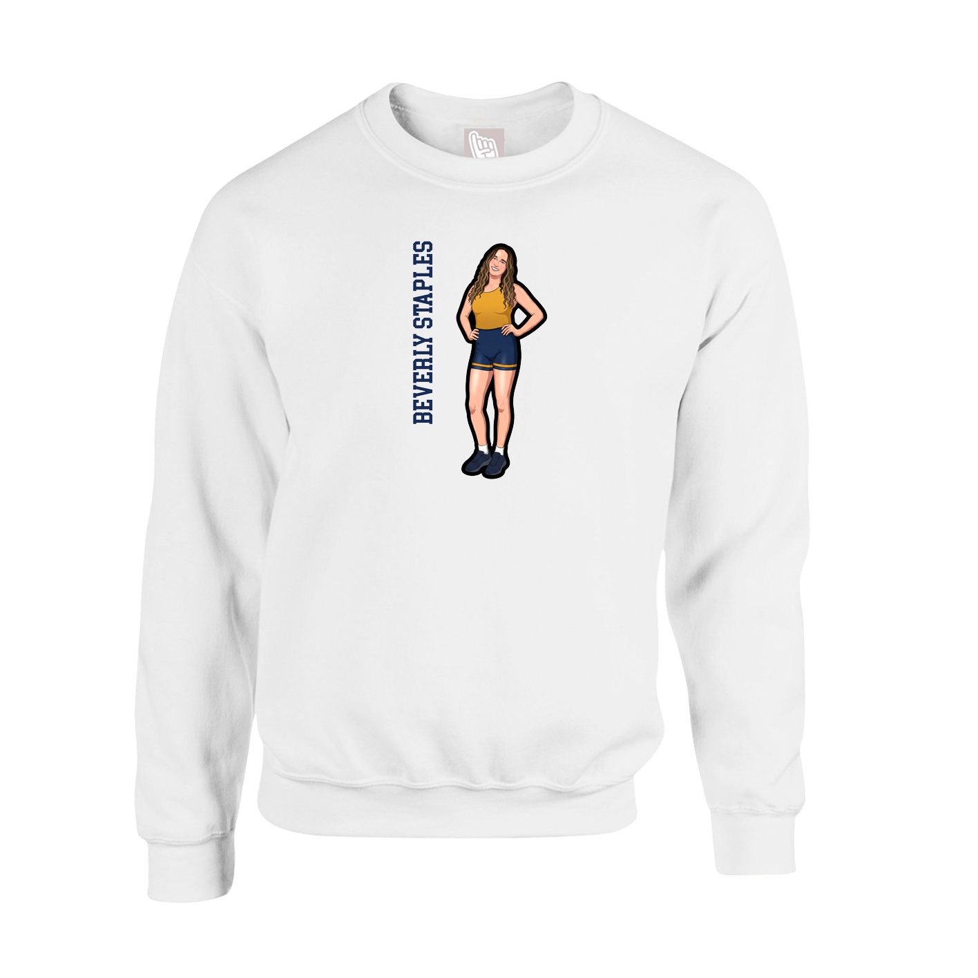 Fleece Crew — Name Vertical in White