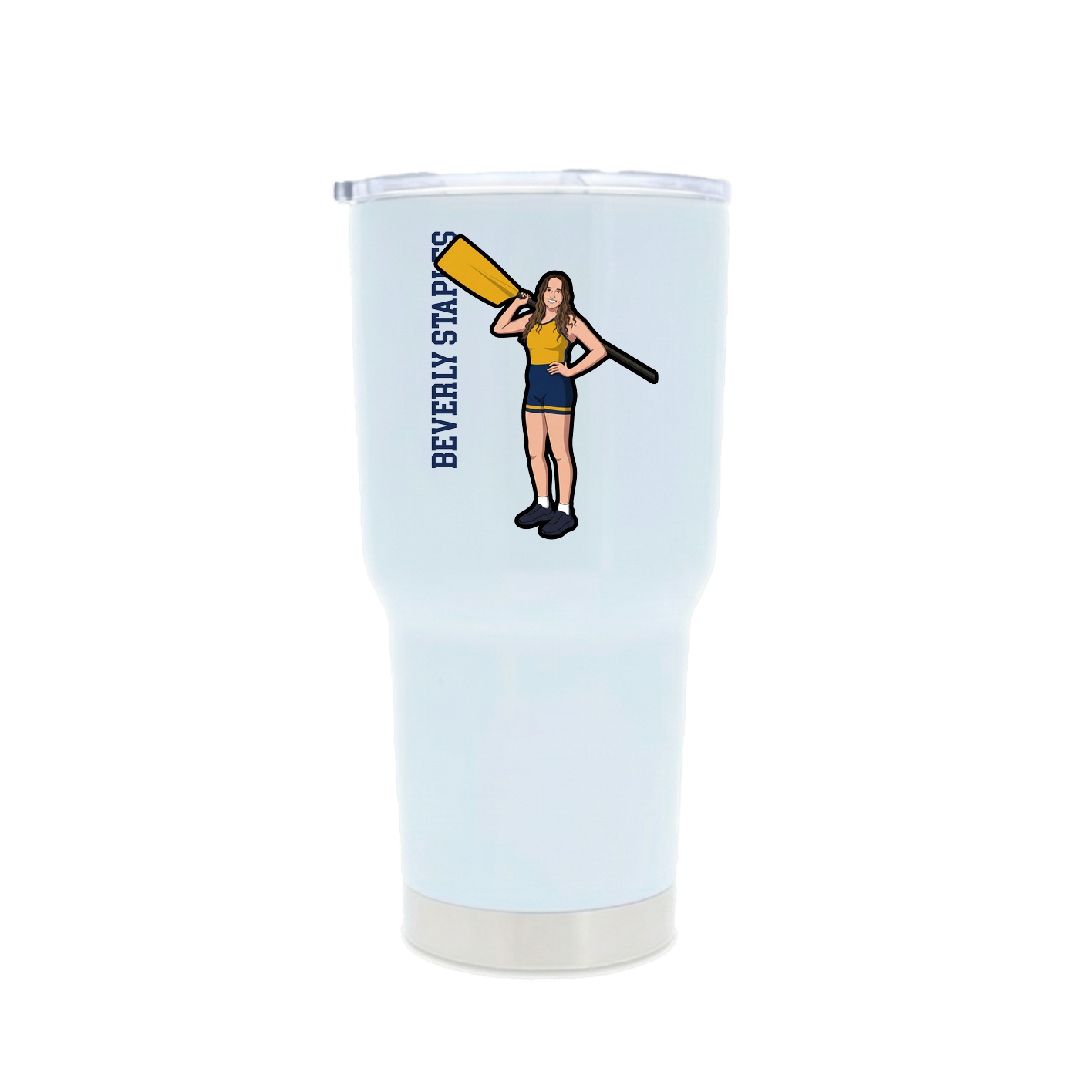30oz Stainless Steel Tumbler — Name Vertical in White