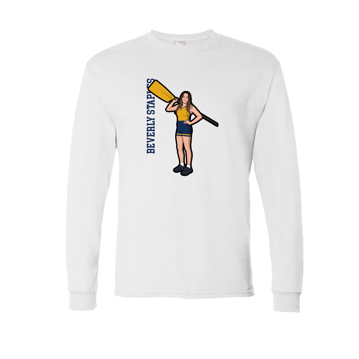 Long Sleeve Tee — Name Vertical in White
