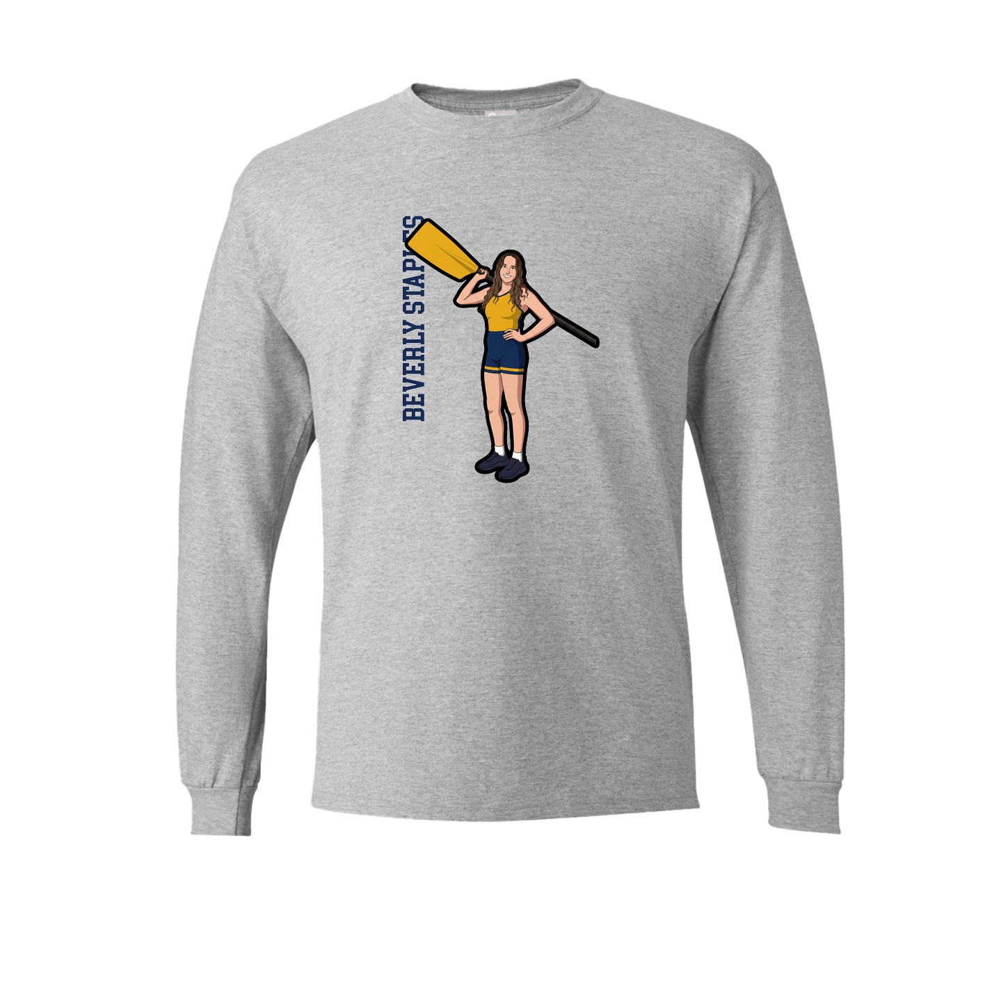 Long Sleeve Tee — Name Vertical in Grey