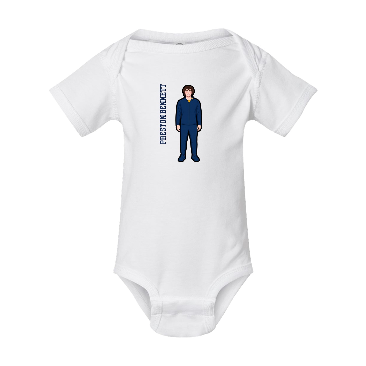 Baby Onesie — Name Vertical in White