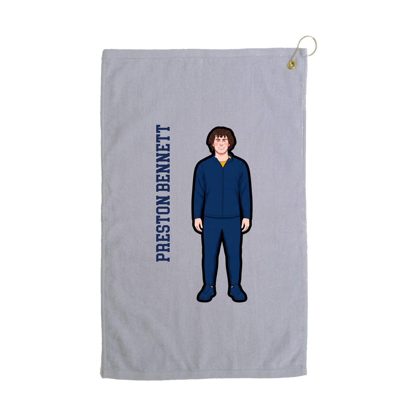 Golf Towel — Name Vertical in Grey