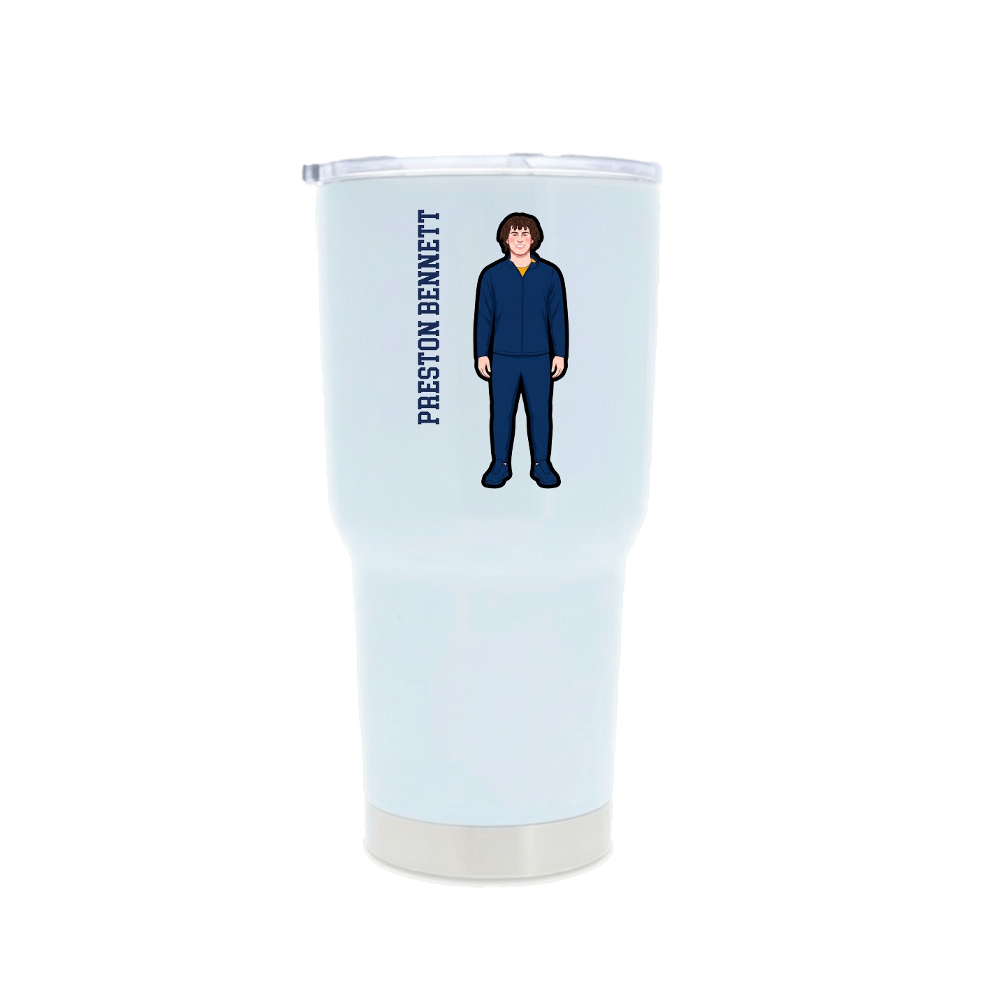 30oz Stainless Steel Tumbler — Name Vertical in White