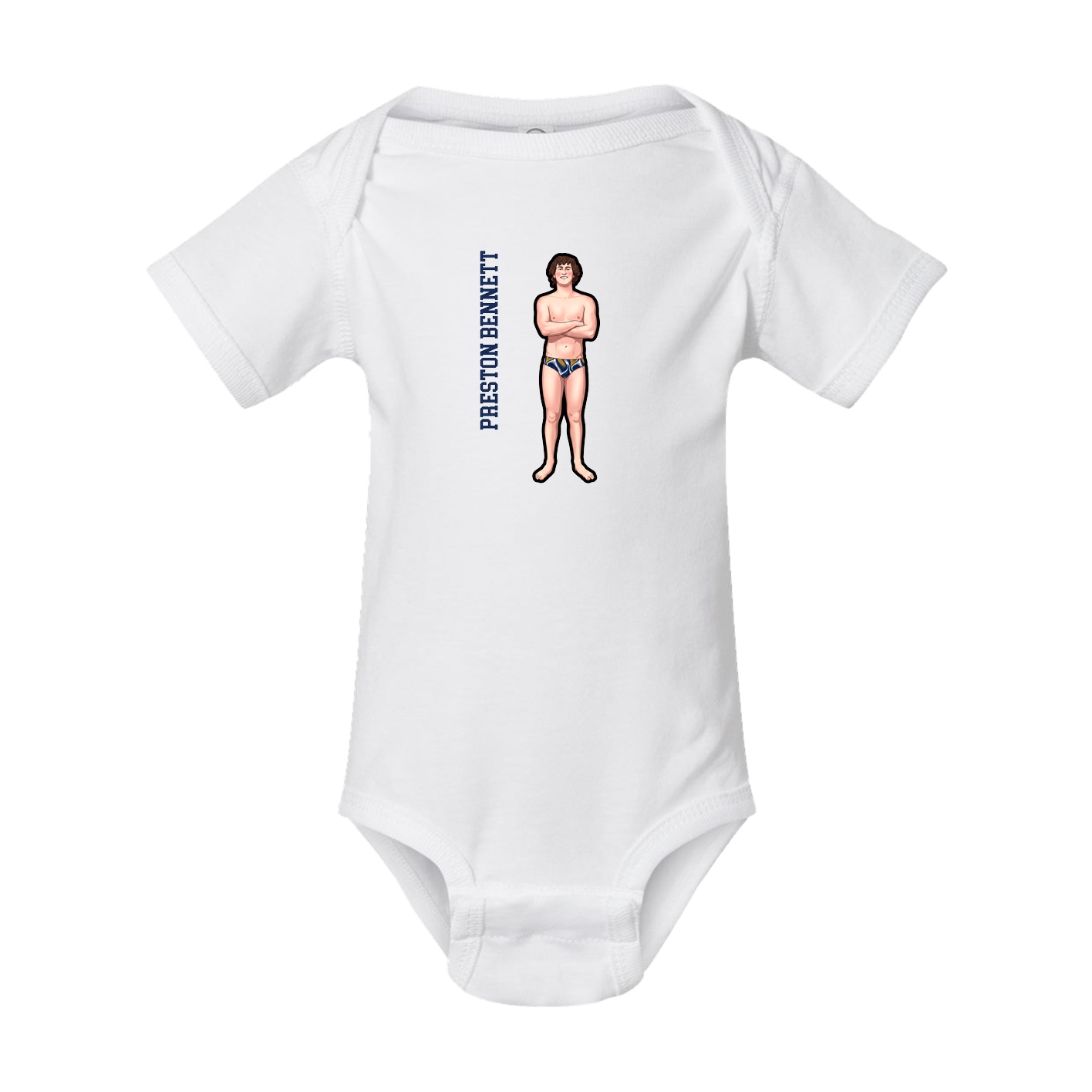 Baby Onesie — Name Vertical in White