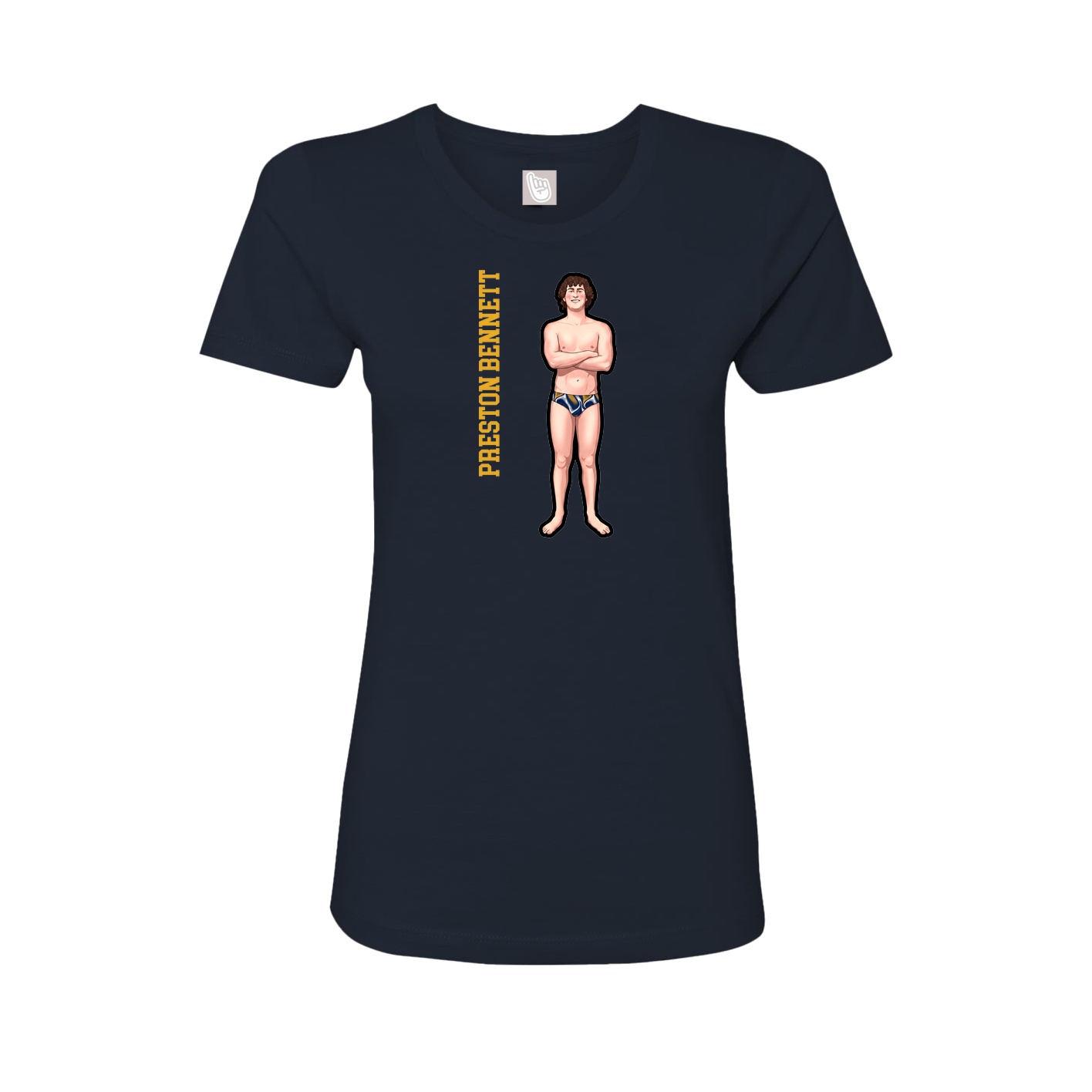 Fitted Women's Tee — Name Vertical in Navy
