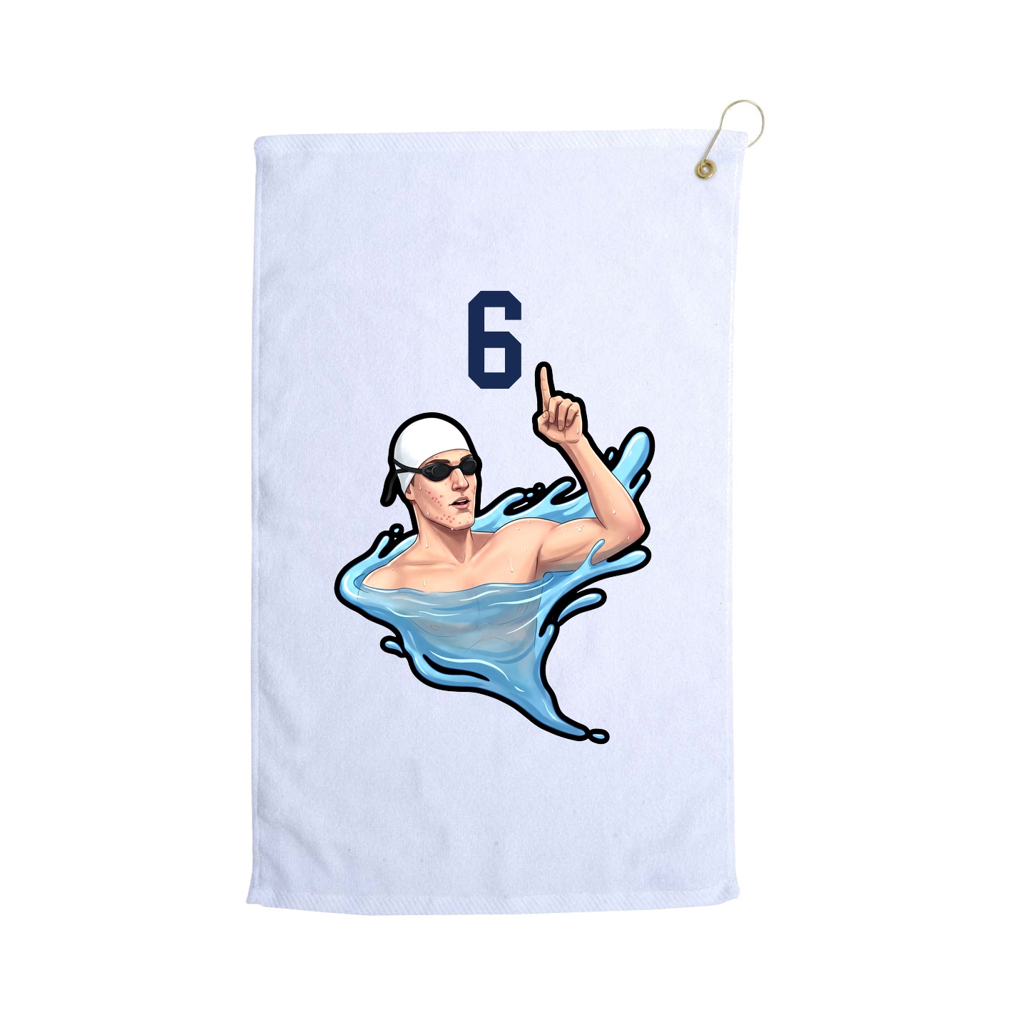 Golf Towel — Number Top in White