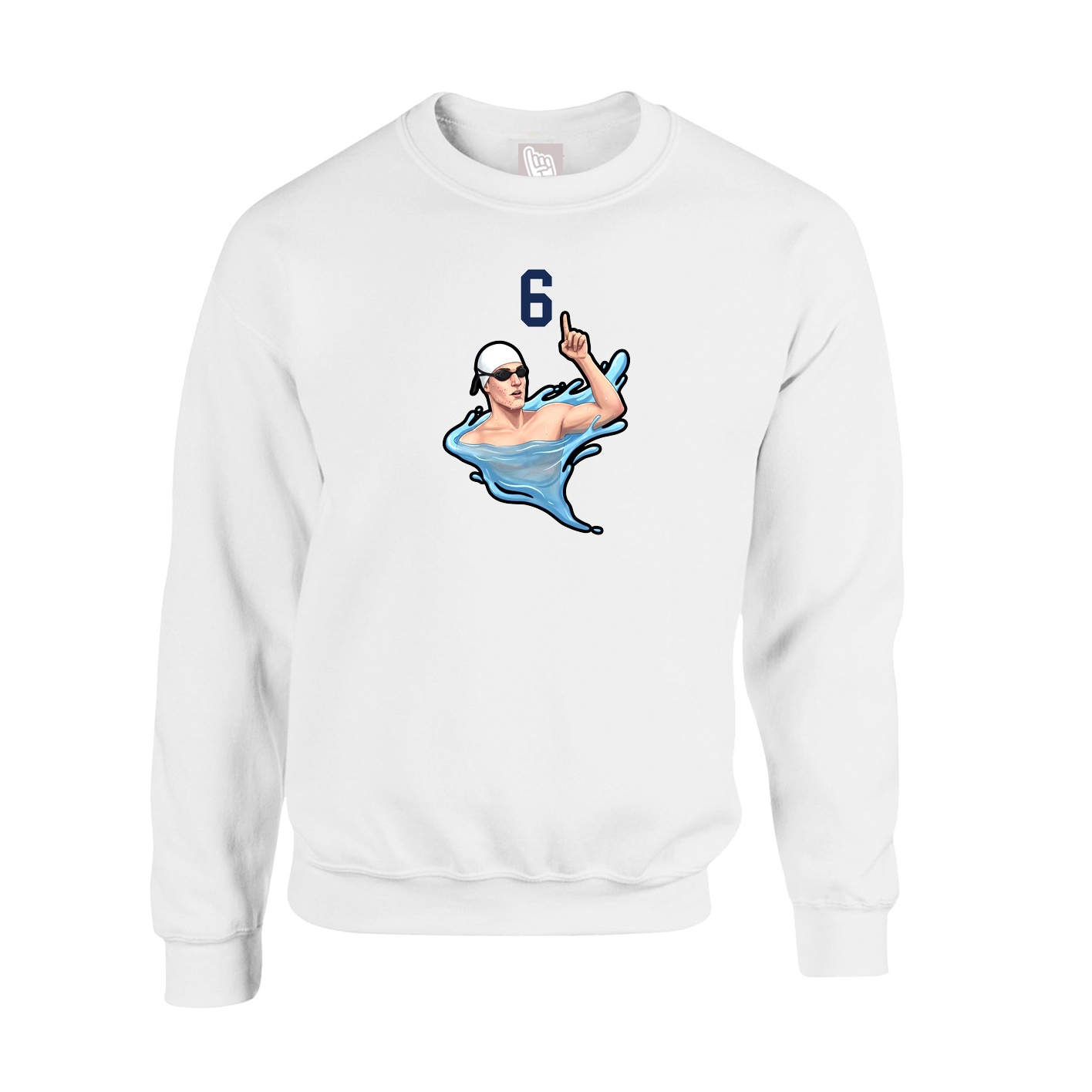 Fleece Crew — Number Top in White