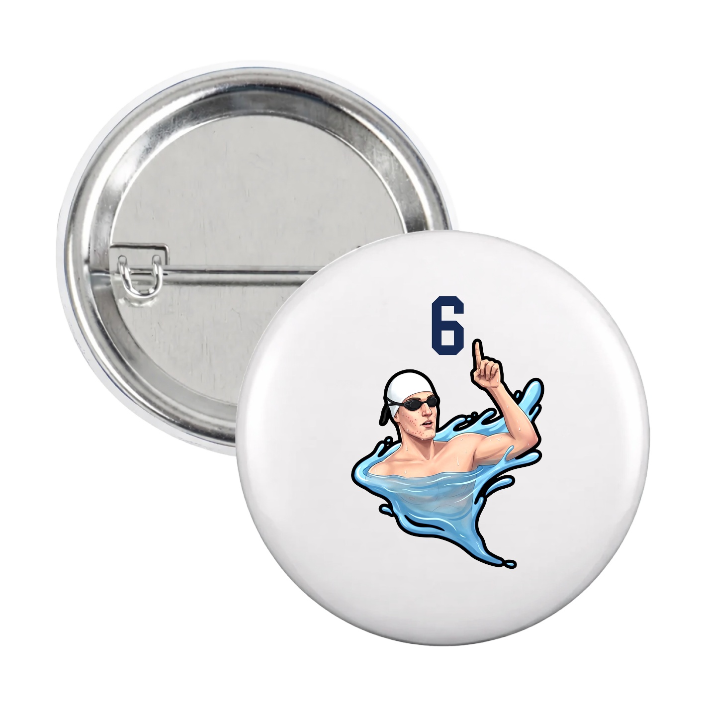 Game Day Button — Number Top in White