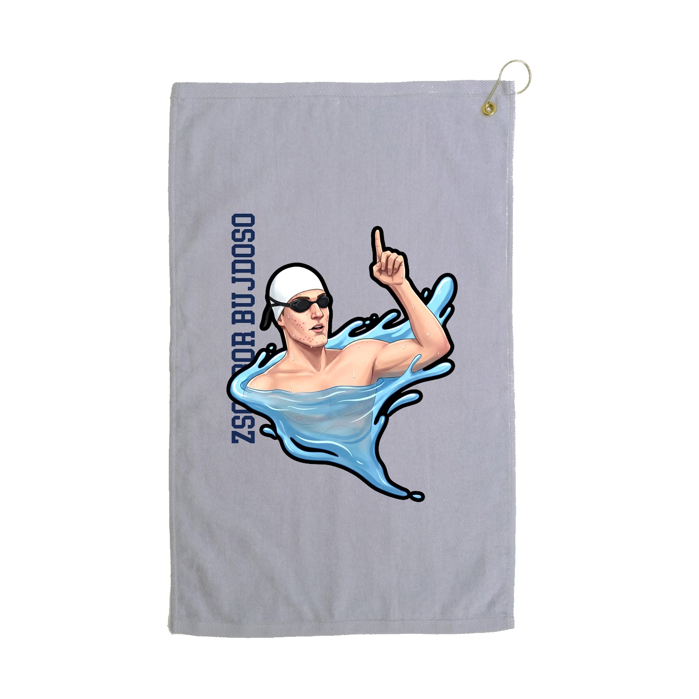 Golf Towel — Name Vertical in Grey