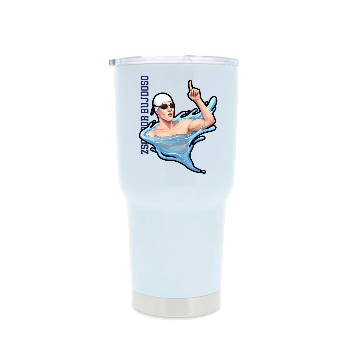 30oz Stainless Steel Tumbler — Name Vertical in White