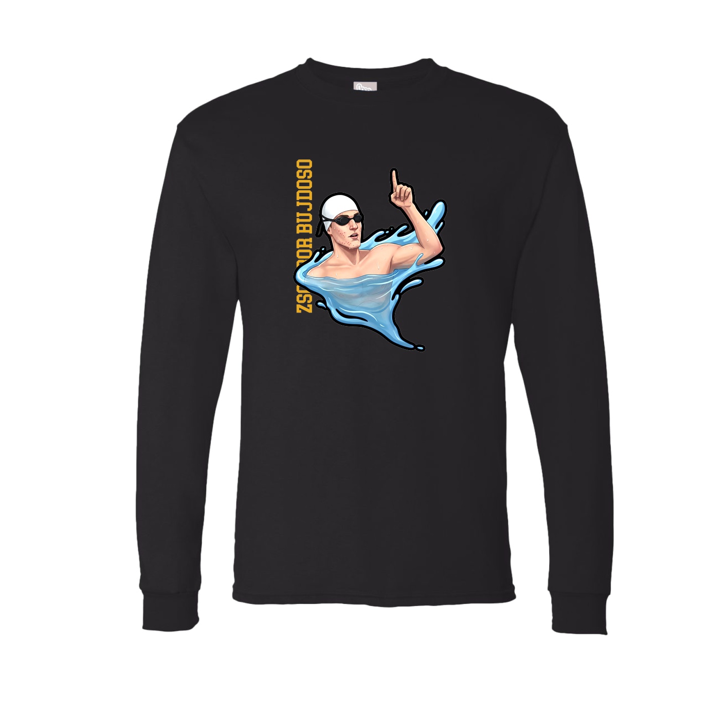 Long Sleeve Tee — Name Vertical in Black