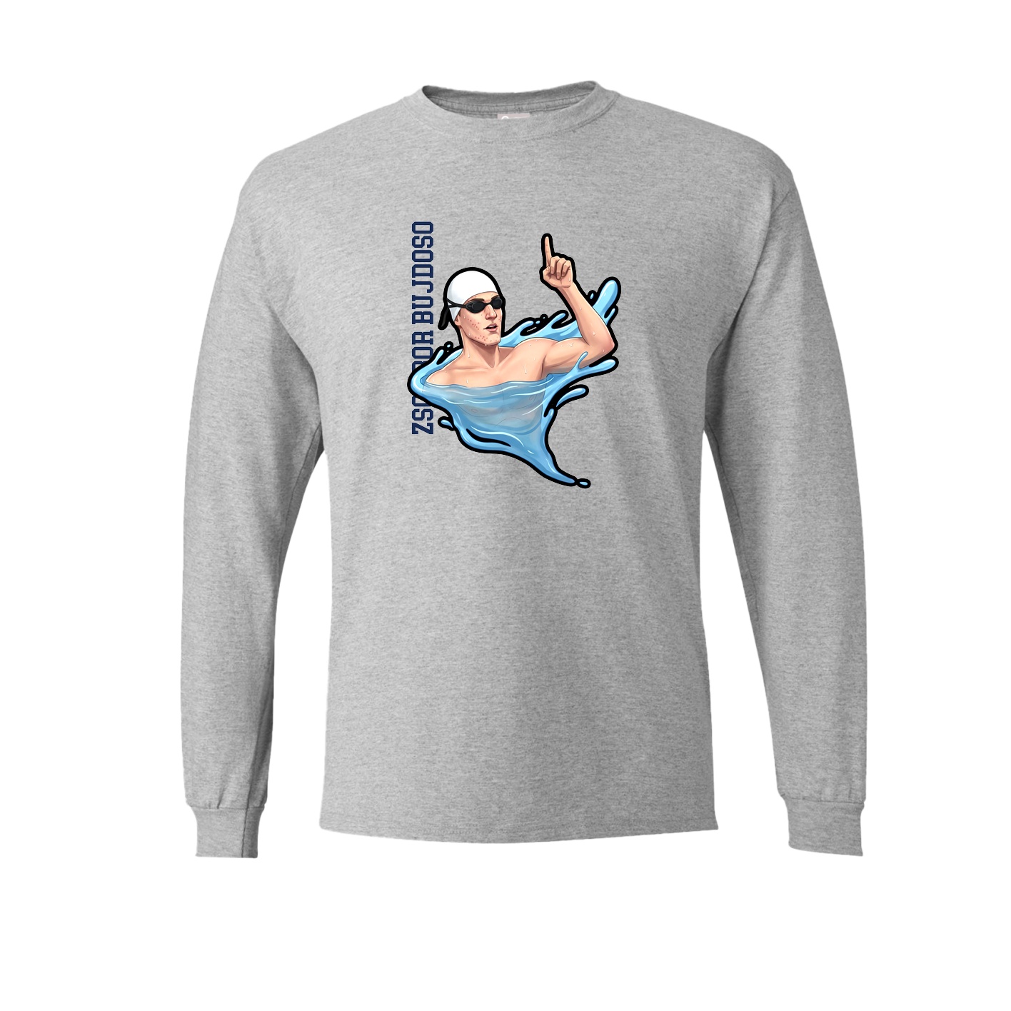 Long Sleeve Tee — Name Vertical in Grey