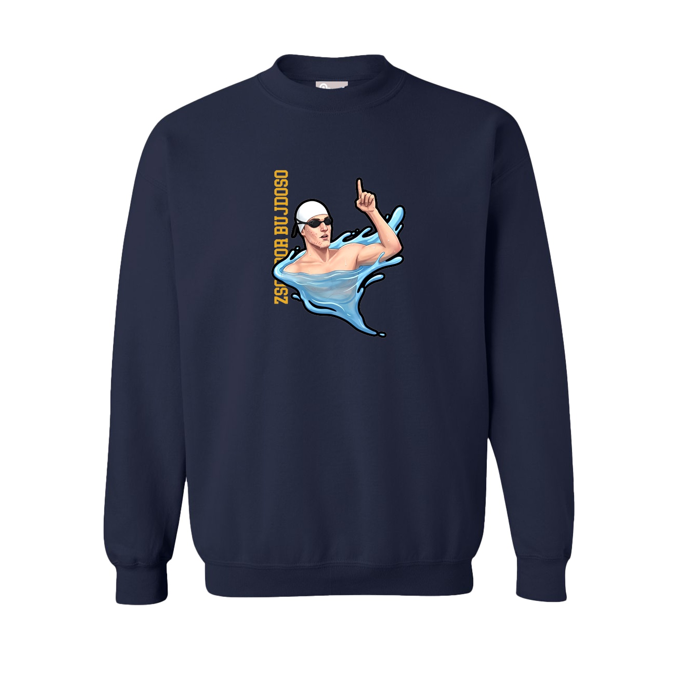 Fleece Crew — Name Vertical in Navy
