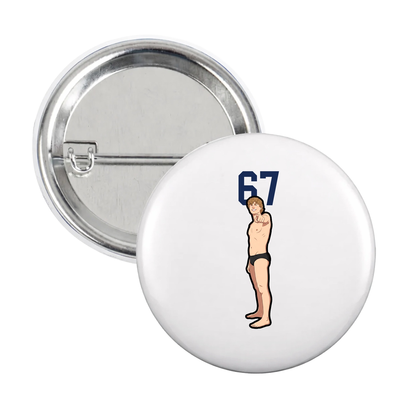 Game Day Button — Number Top in White
