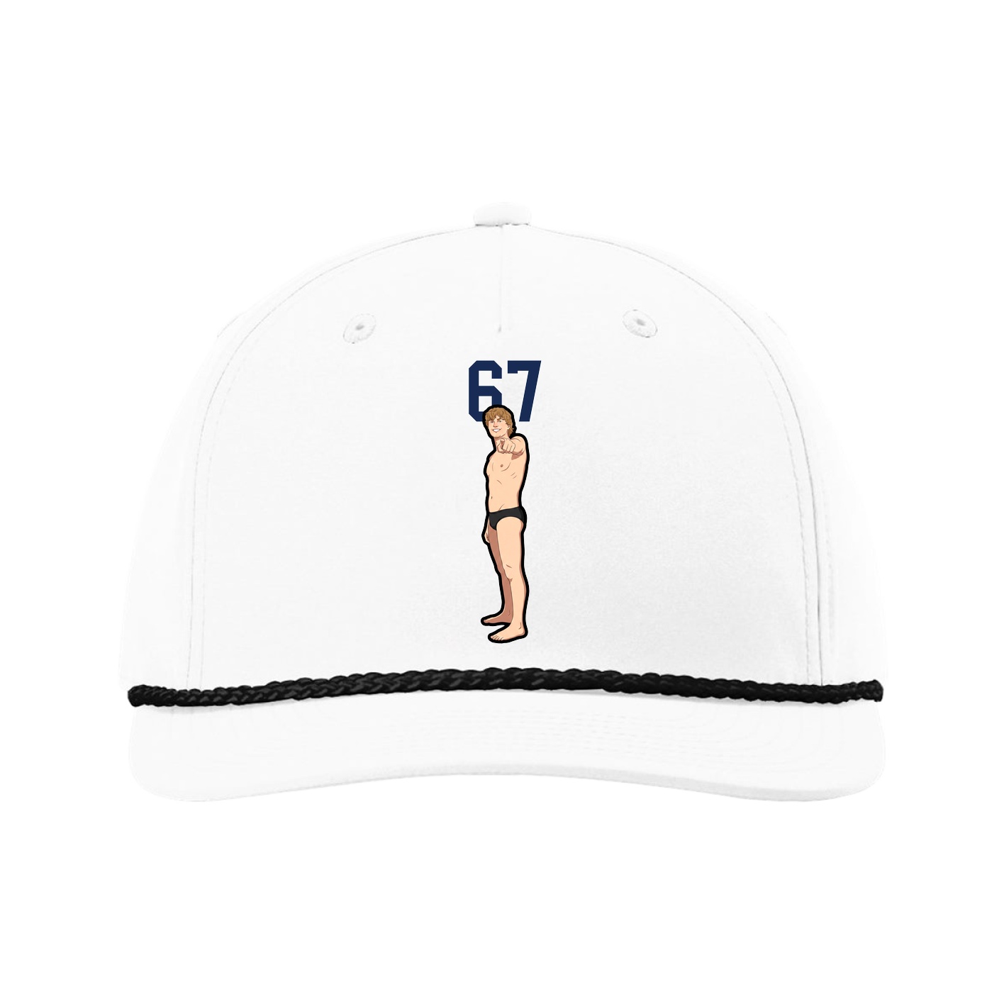 Five-Panel Classic Rope Cap — Number Top in White