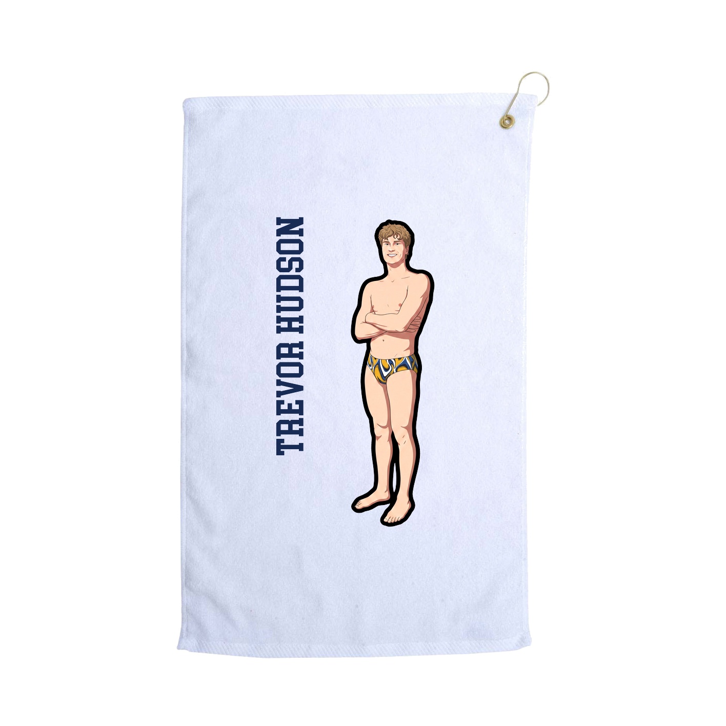 Golf Towel — Name Vertical in White