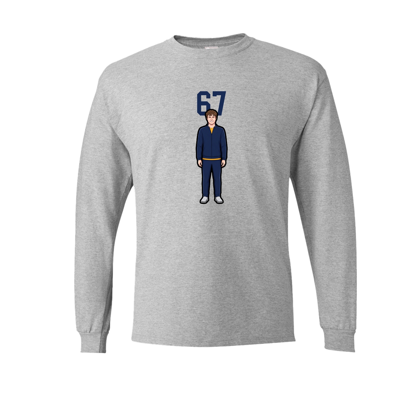 Long Sleeve Tee — Number Top in Grey