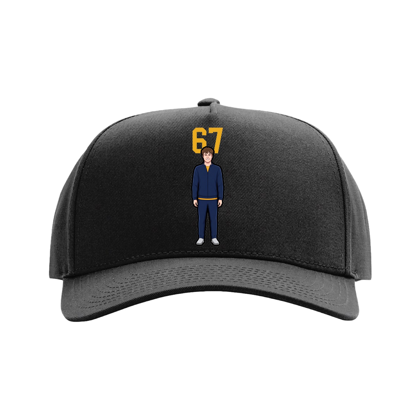 Full Fabric Five-Panel Champ Cap — Number Top in Black