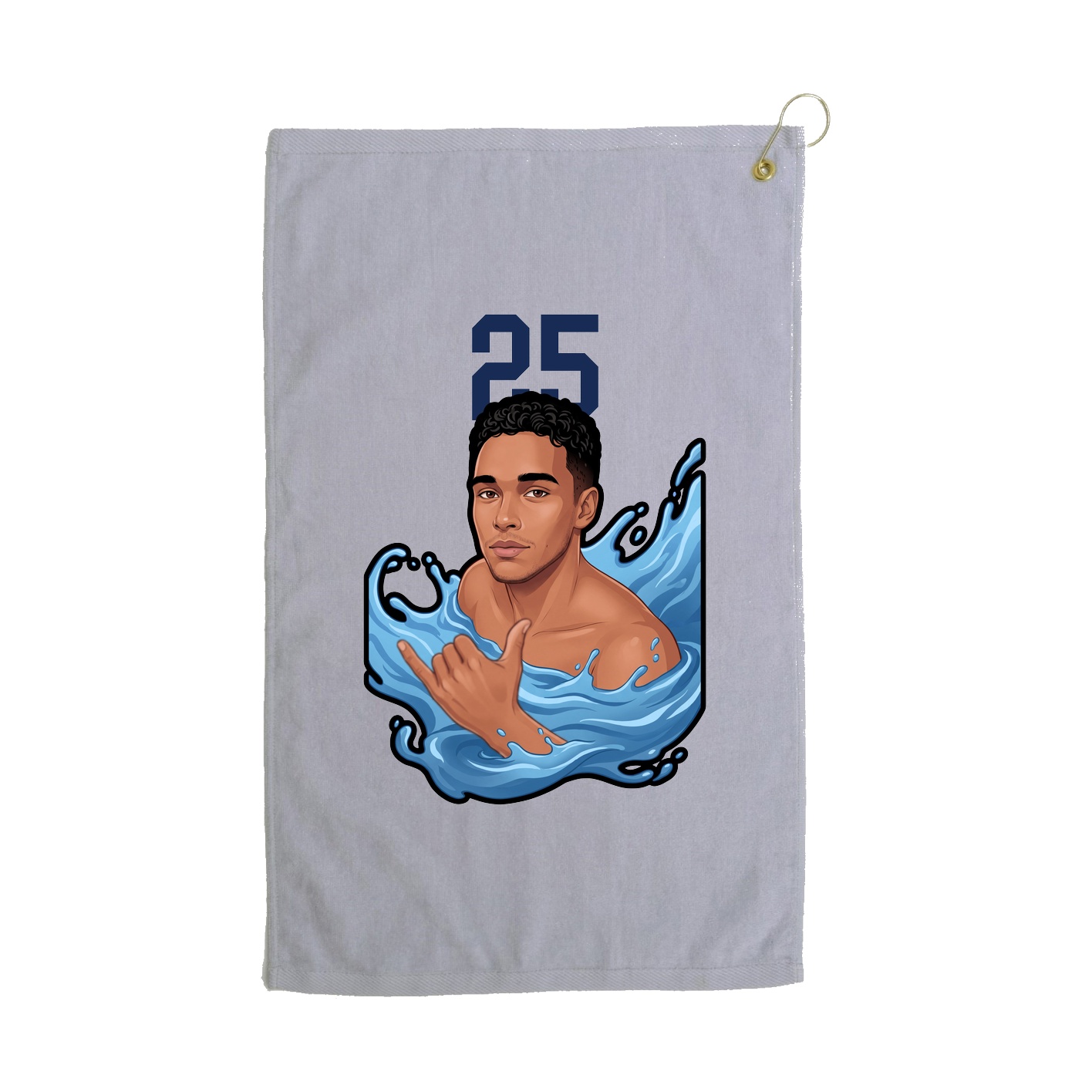 Golf Towel — Number Top in Grey