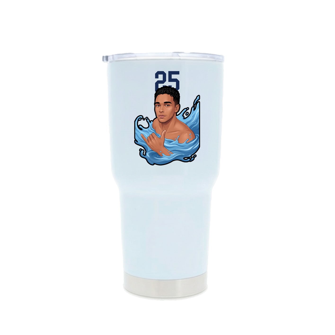 30oz Stainless Steel Tumbler — Number Top in White