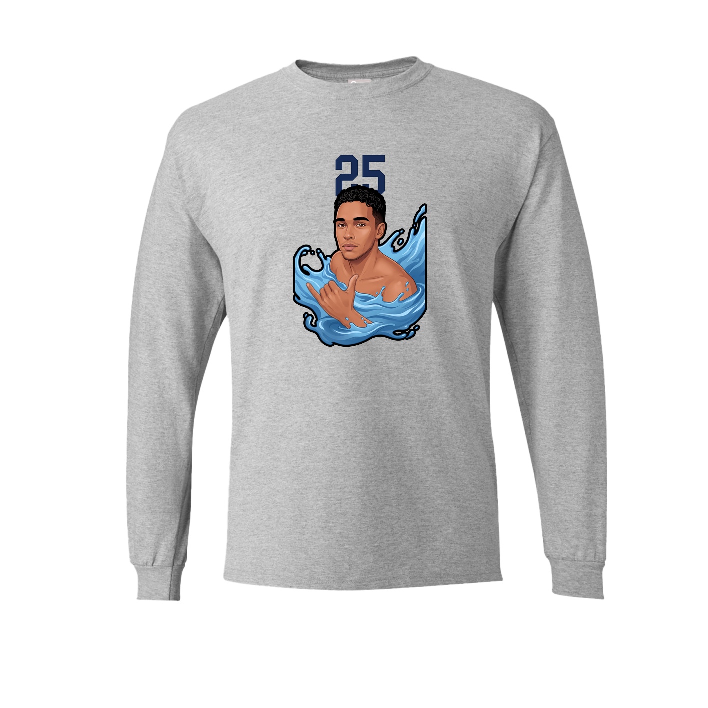 Long Sleeve Tee — Number Top in Grey