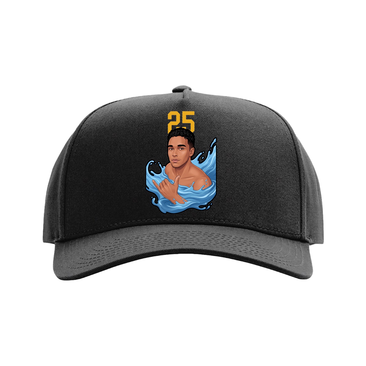 Full Fabric Five-Panel Champ Cap — Number Top in Black