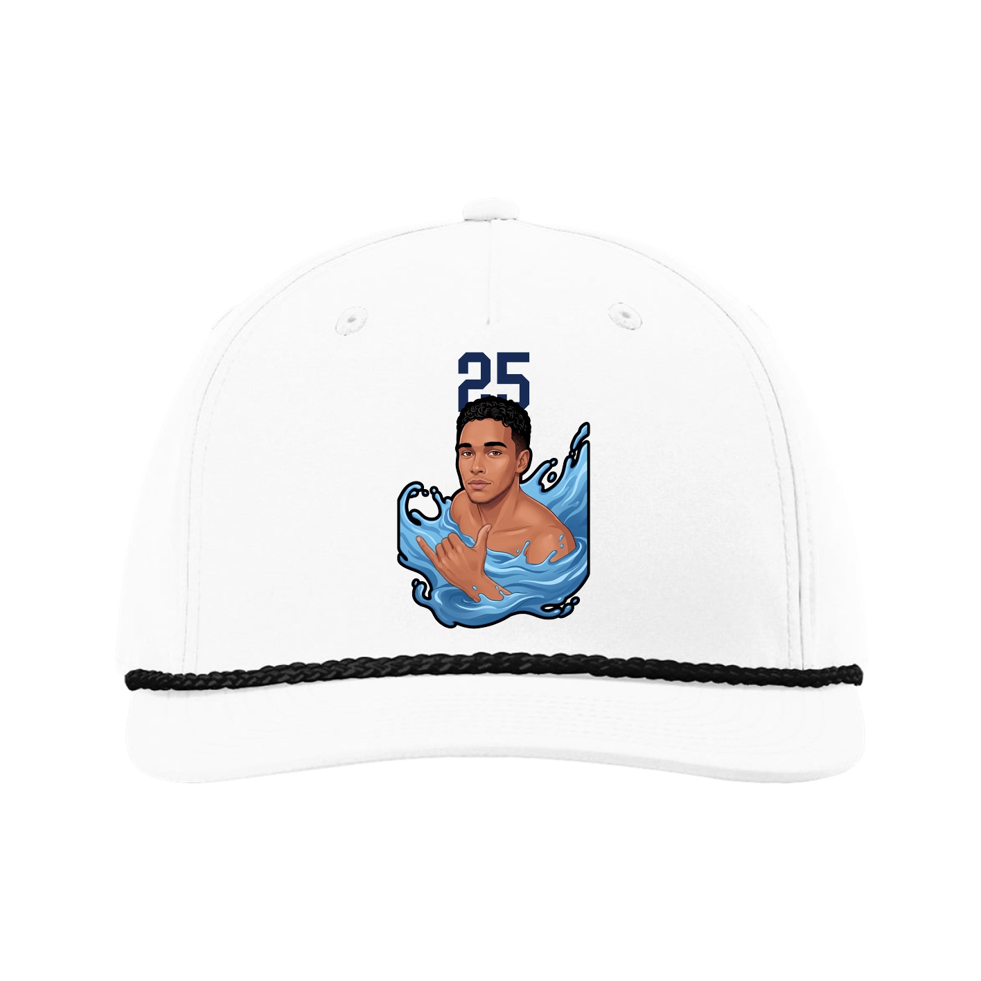 Five-Panel Classic Rope Cap — Number Top in White