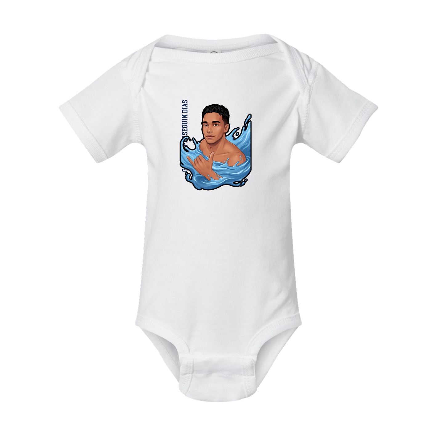 Baby Onesie — Name Vertical in White
