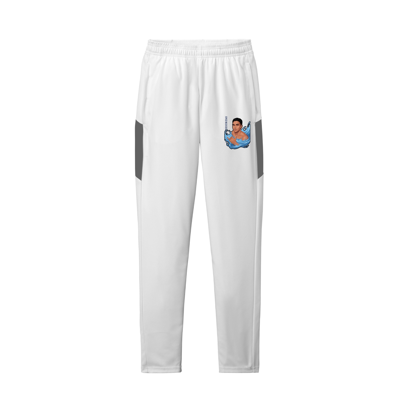Team Travel Pant — Name Vertical in White/Grey