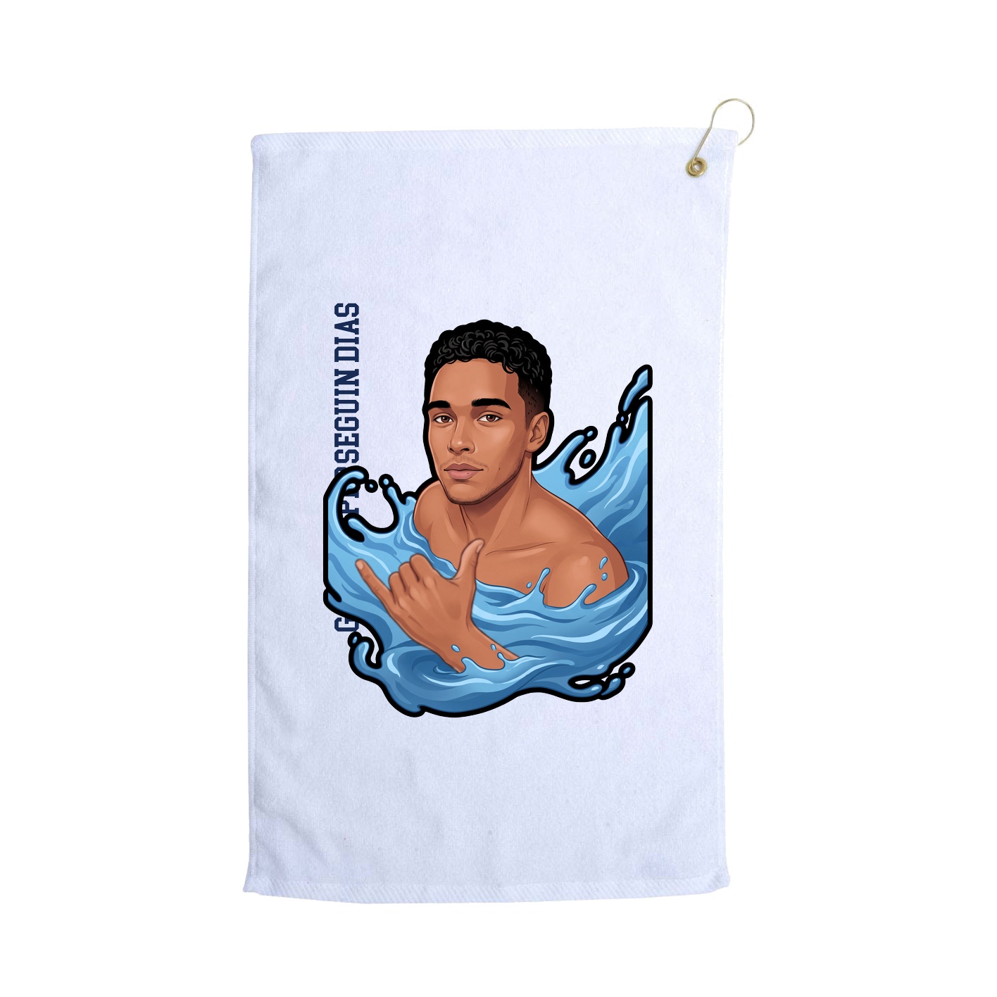 Golf Towel — Name Vertical in White
