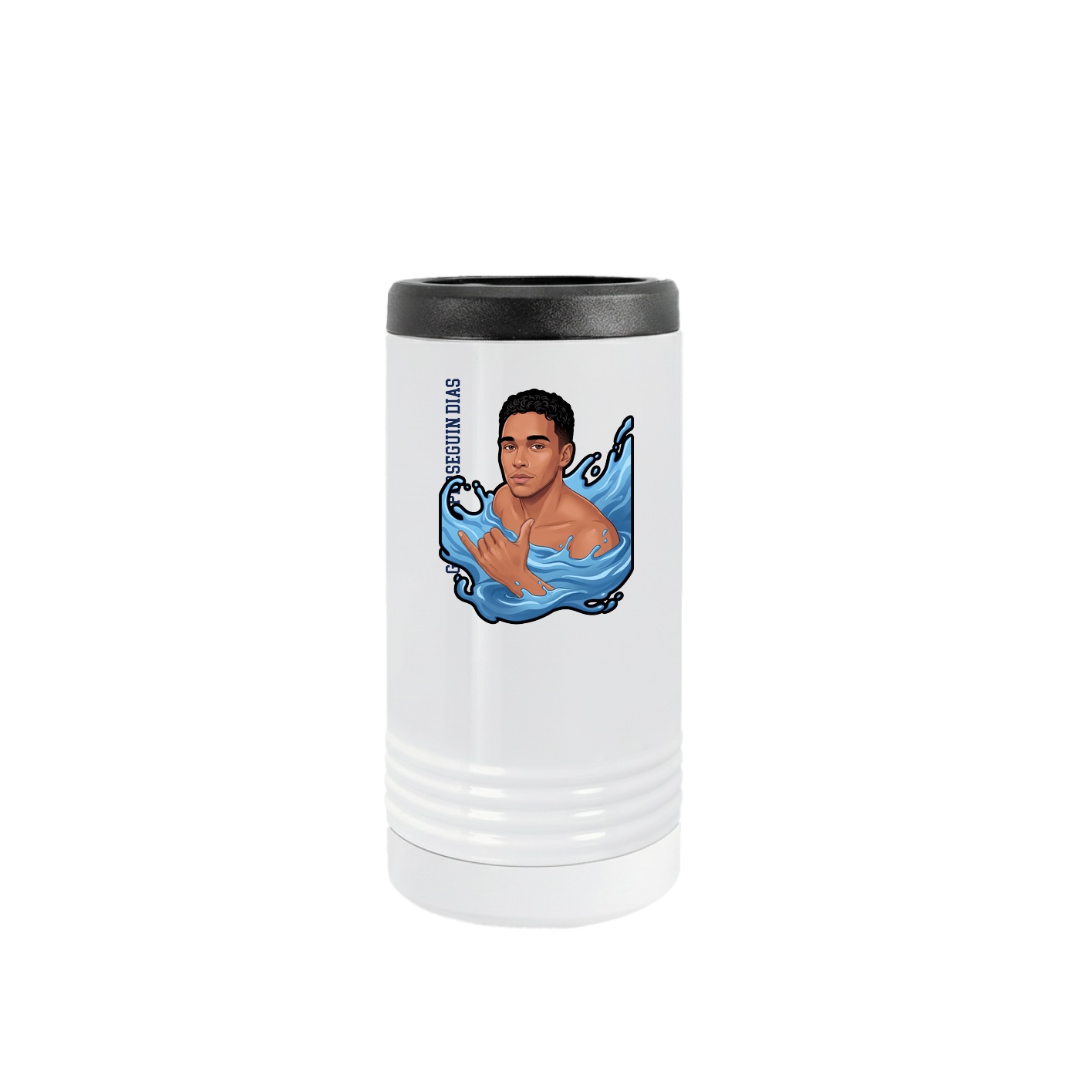 Slim Beverage Holder — Name Vertical in White