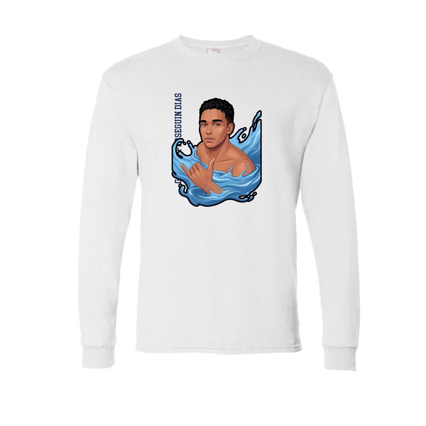 Long Sleeve Tee — Name Vertical in White