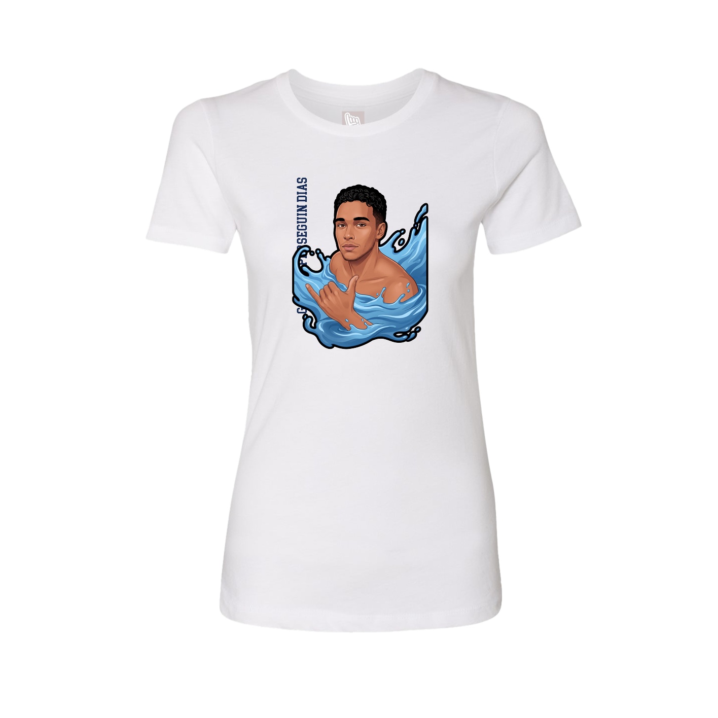 Fitted Women's Tee — Name Vertical in White