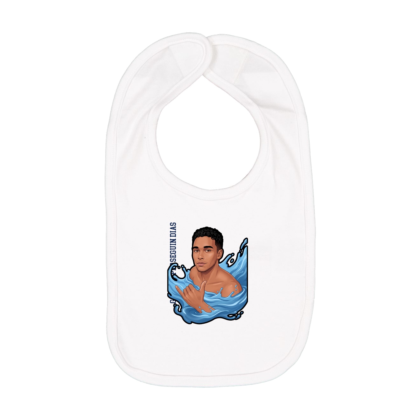 Infant Bib — Name Vertical in White