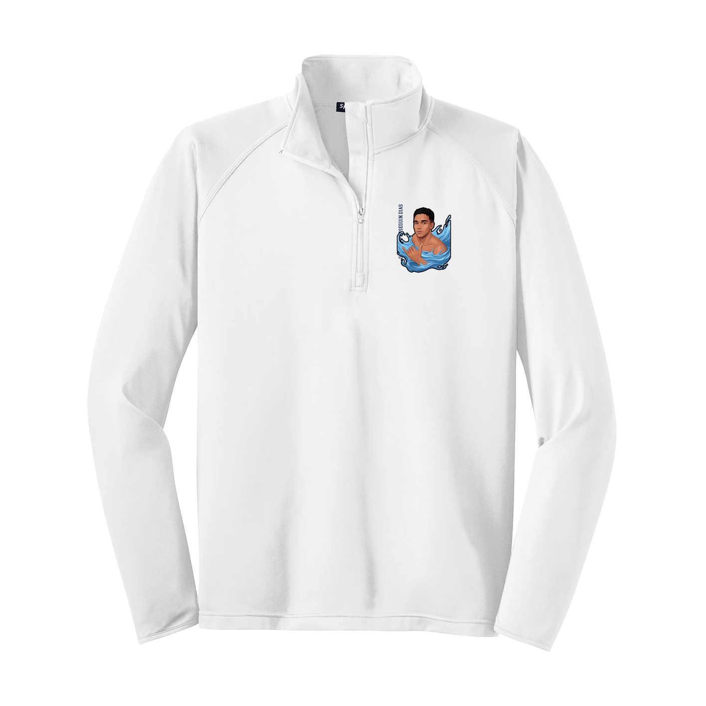 Q-Zip Pullover — Name Vertical in White