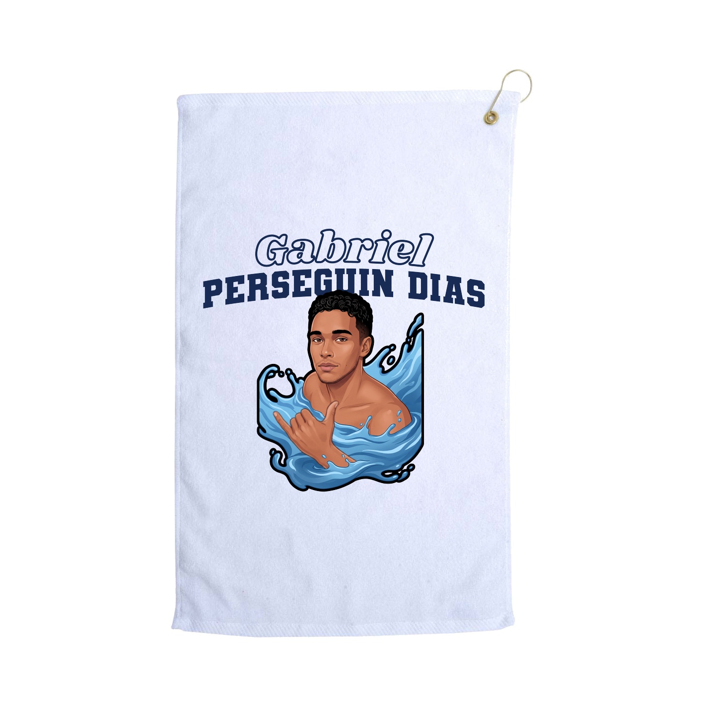 Golf Towel — Name Arch in White