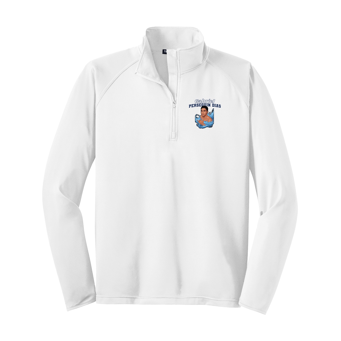 Q-Zip Pullover — Name Arch in White