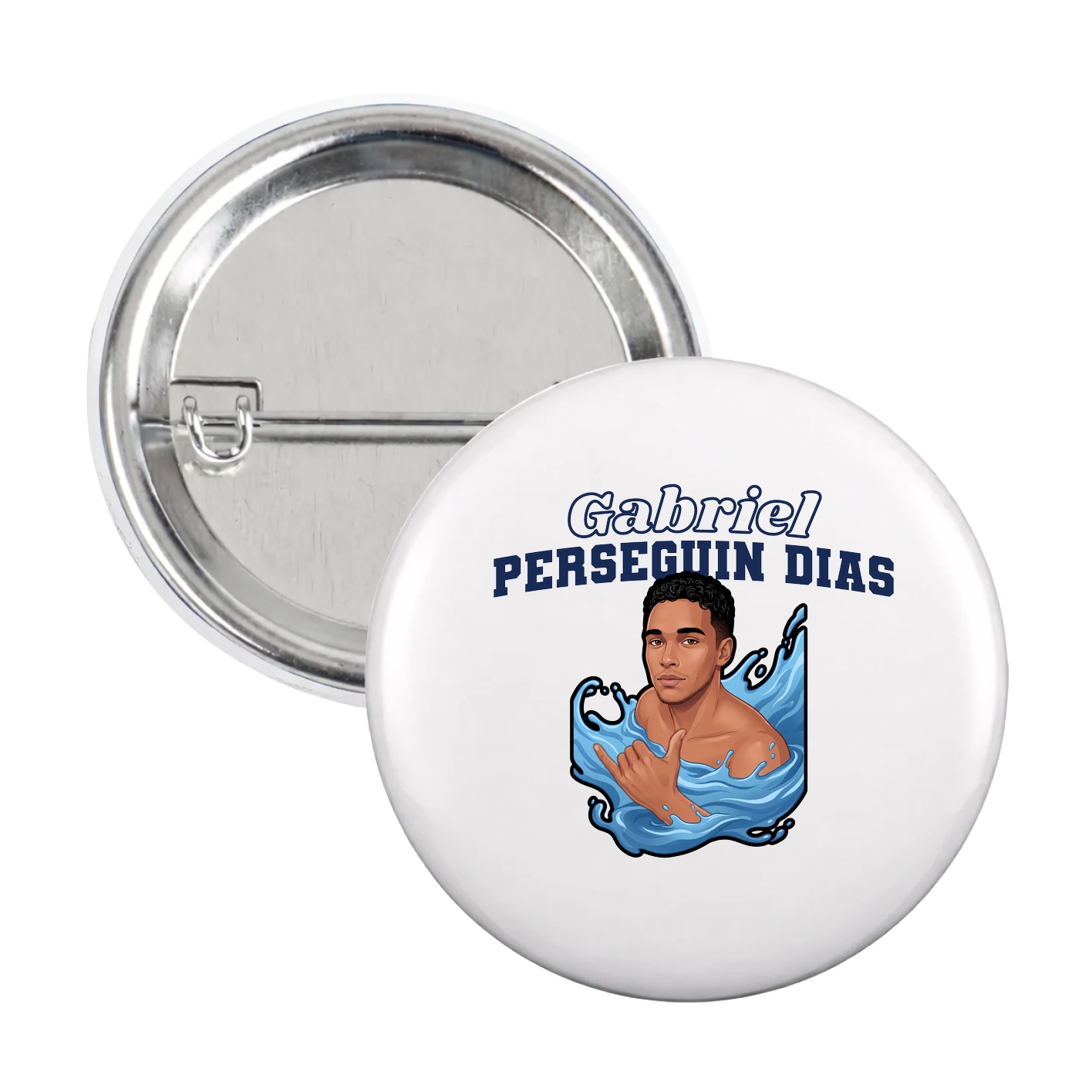 Game Day Button — Name Arch in White