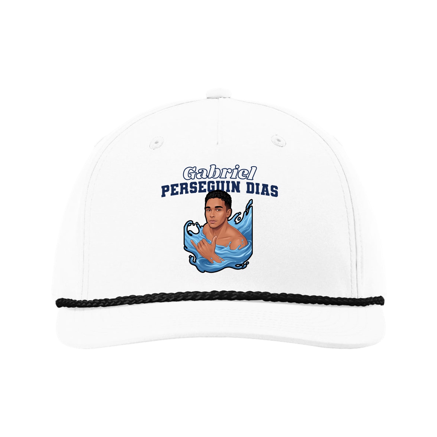 Five-Panel Classic Rope Cap — Name Arch in White