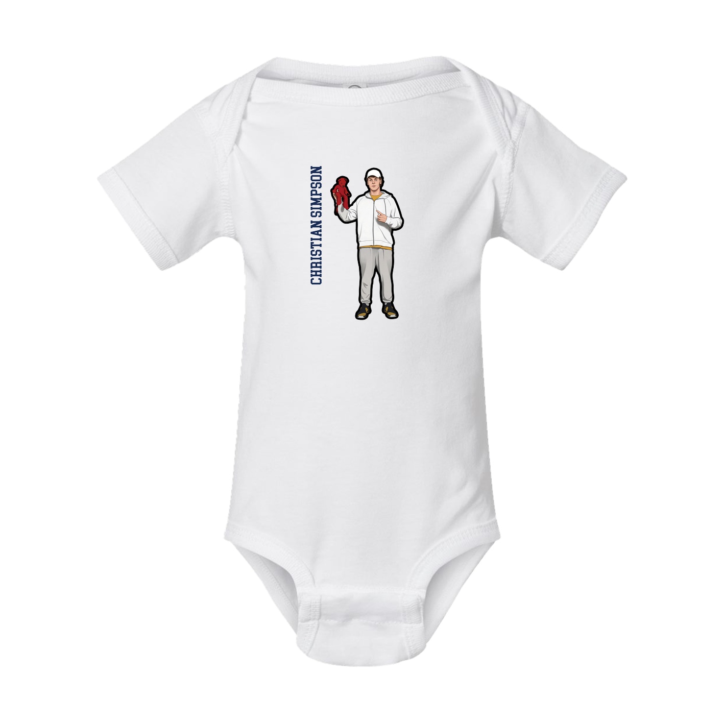 Baby Onesie — Name Vertical in White