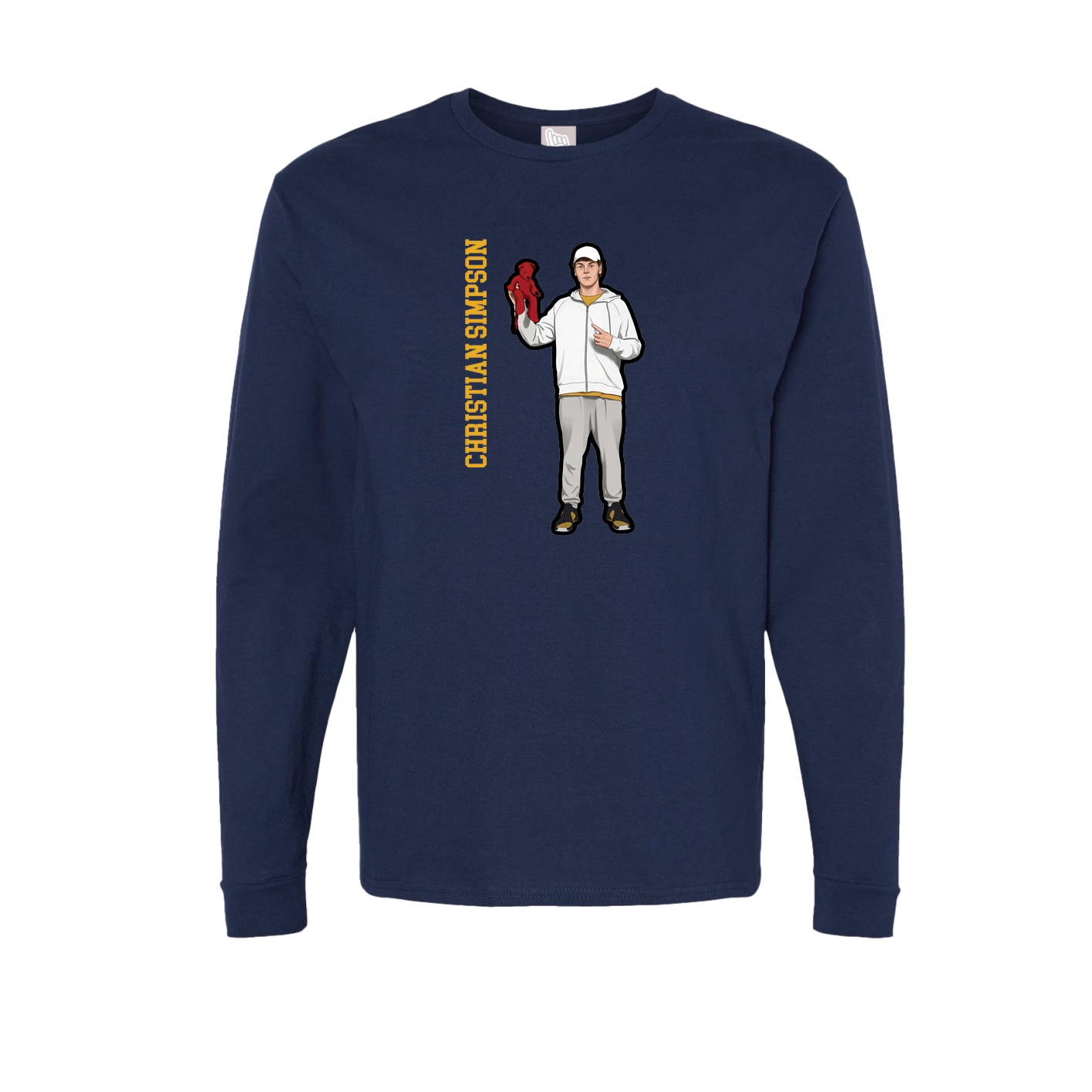 Long Sleeve Tee — Name Vertical in Navy