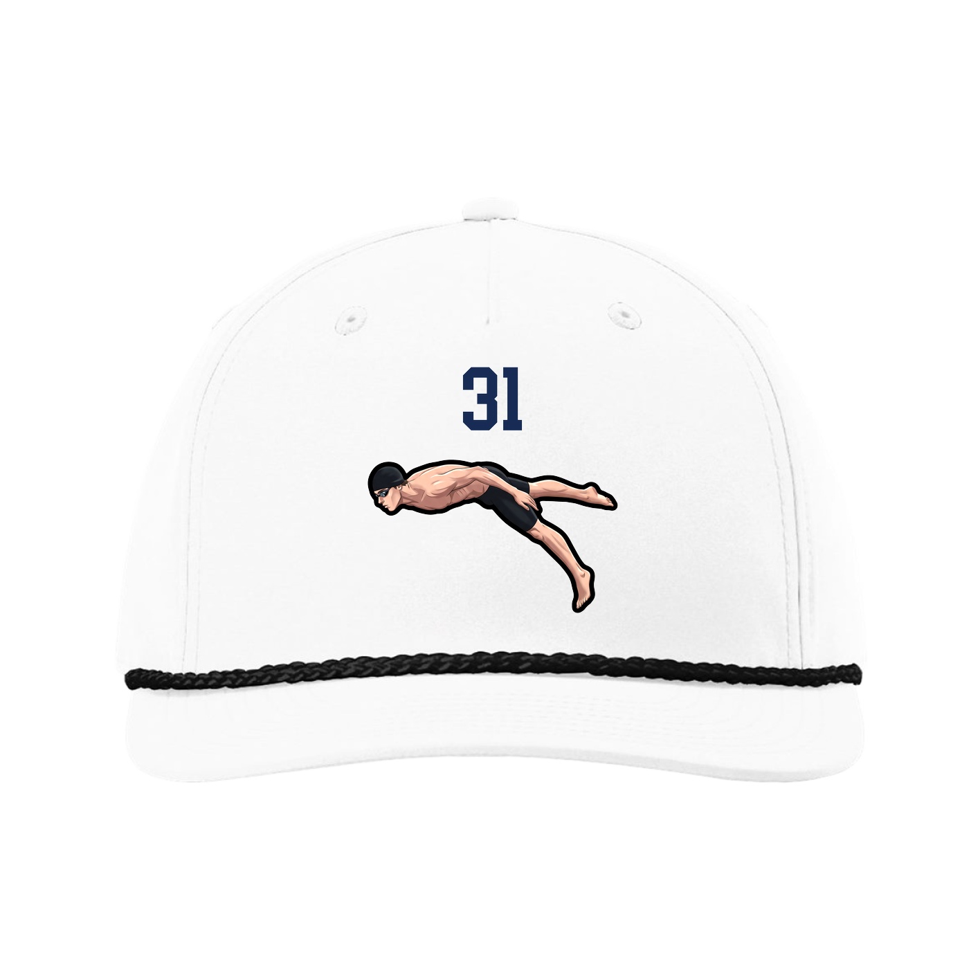 Five-Panel Classic Rope Cap — Number Top in White