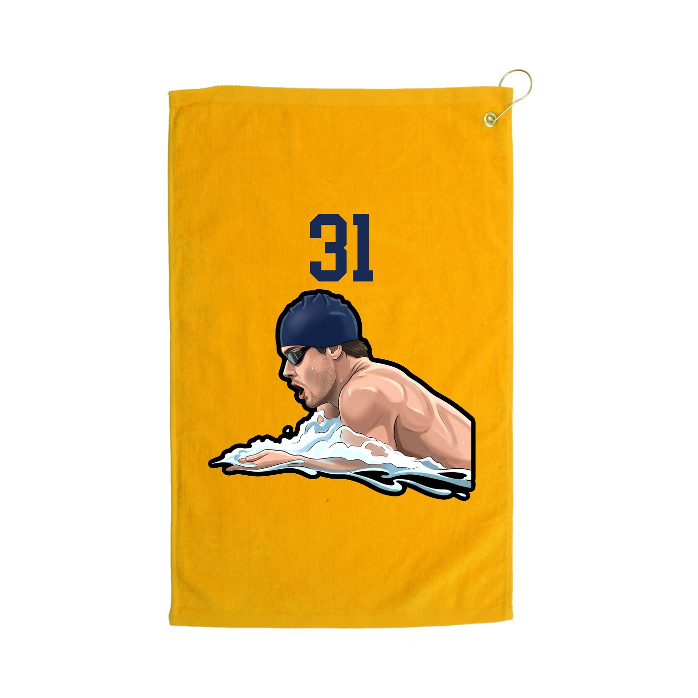 Golf Towel — Number Top in Gold