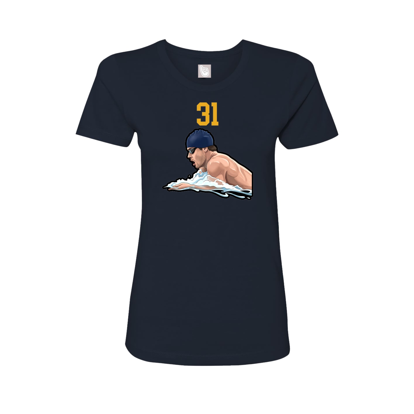 Fitted Women's Tee — Number Top in Navy