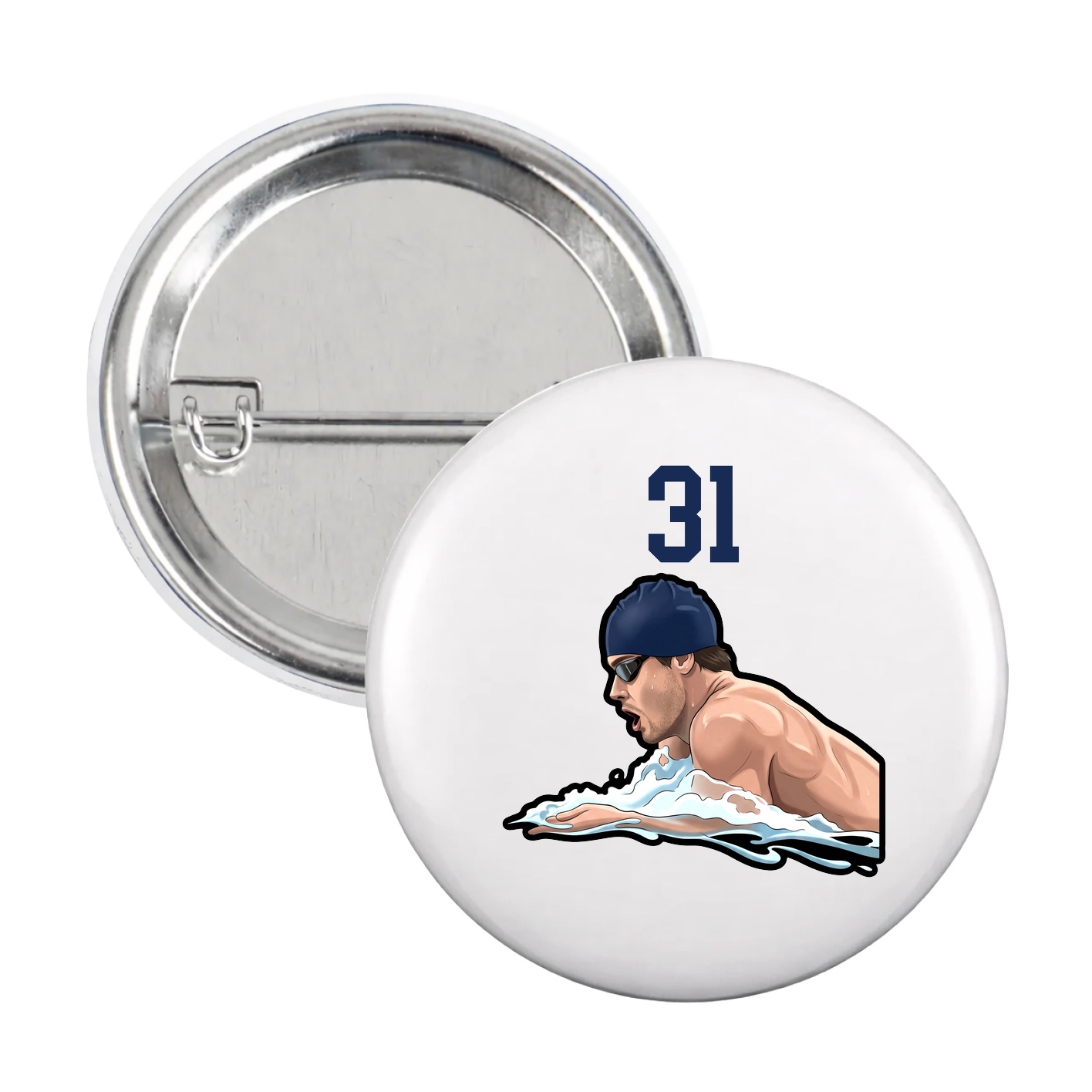 Game Day Button — Number Top in White