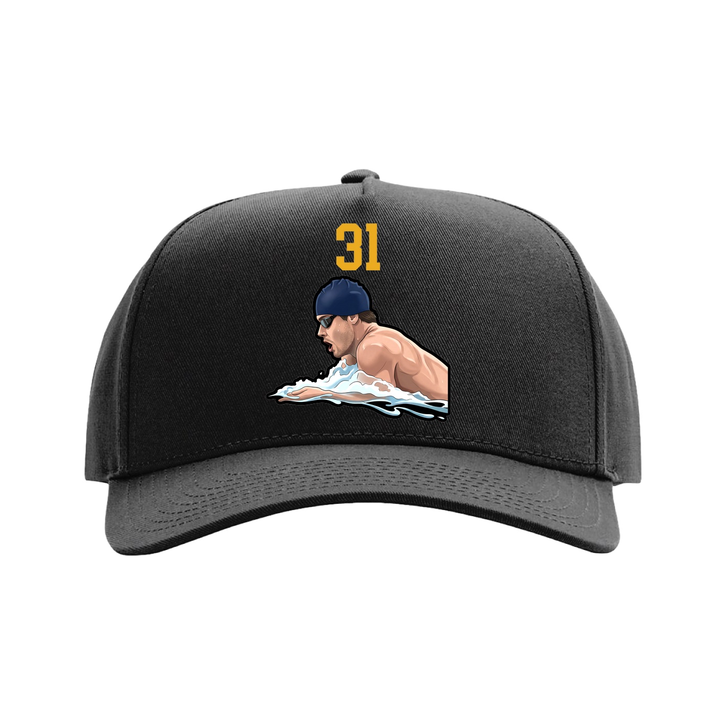 Full Fabric Five-Panel Champ Cap — Number Top in Black